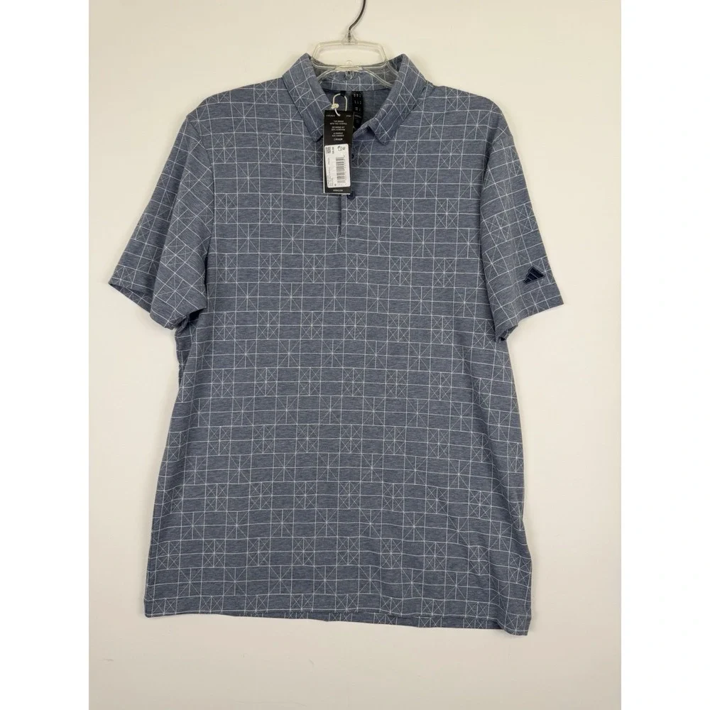 Adidas Golf‎ Novelty Go-To Performance Polo Shirt Mens medium Geo Navy NWT